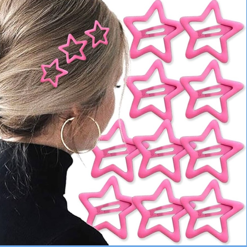 Pink Star Hair Clips for Kids